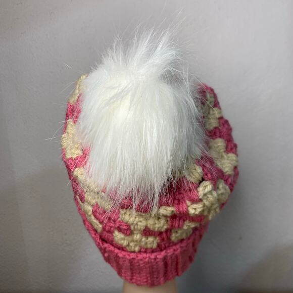 Women Crochet Beanie Brim PomPom Winter Chunky Hat Holiday Gift - Picture 3 of 5